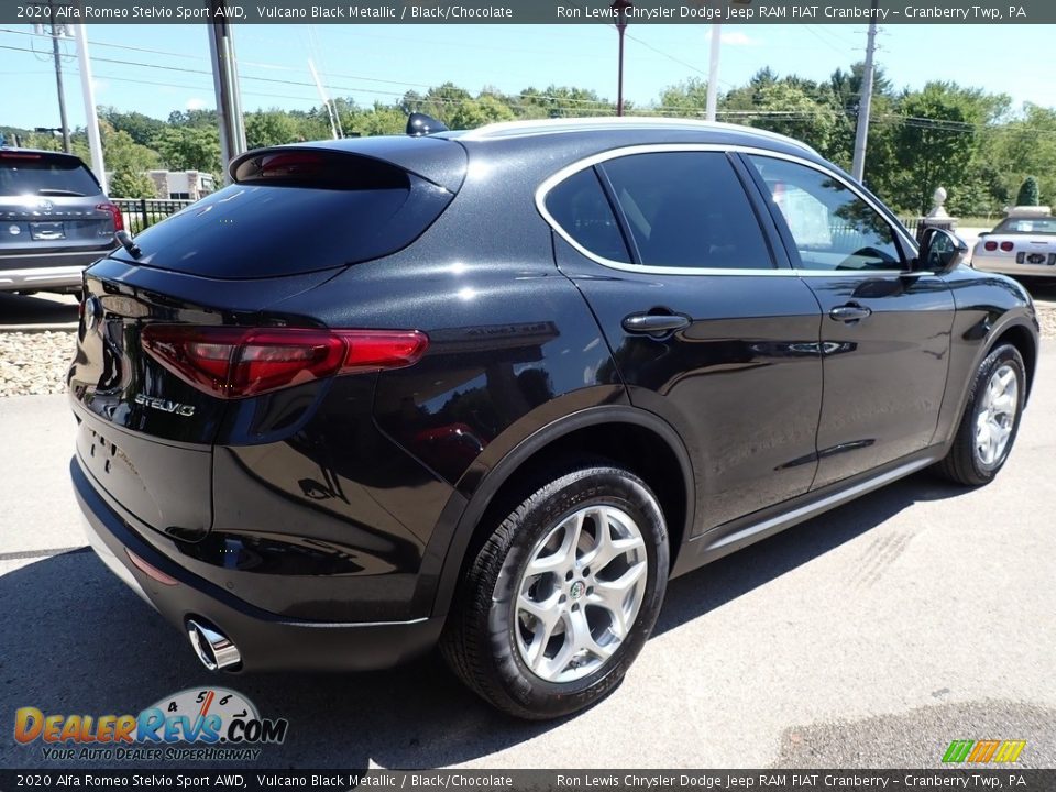 2020 Alfa Romeo Stelvio Sport AWD Vulcano Black Metallic / Black/Chocolate Photo #5