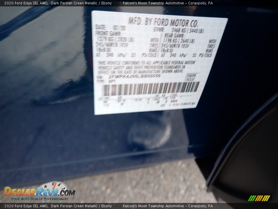 2020 Ford Edge SEL AWD Dark Persian Green Metallic / Ebony Photo #12