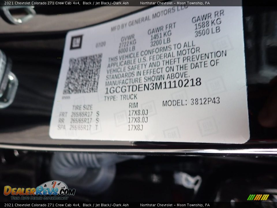2021 Chevrolet Colorado Z71 Crew Cab 4x4 Black / Jet Black/­Dark Ash Photo #15