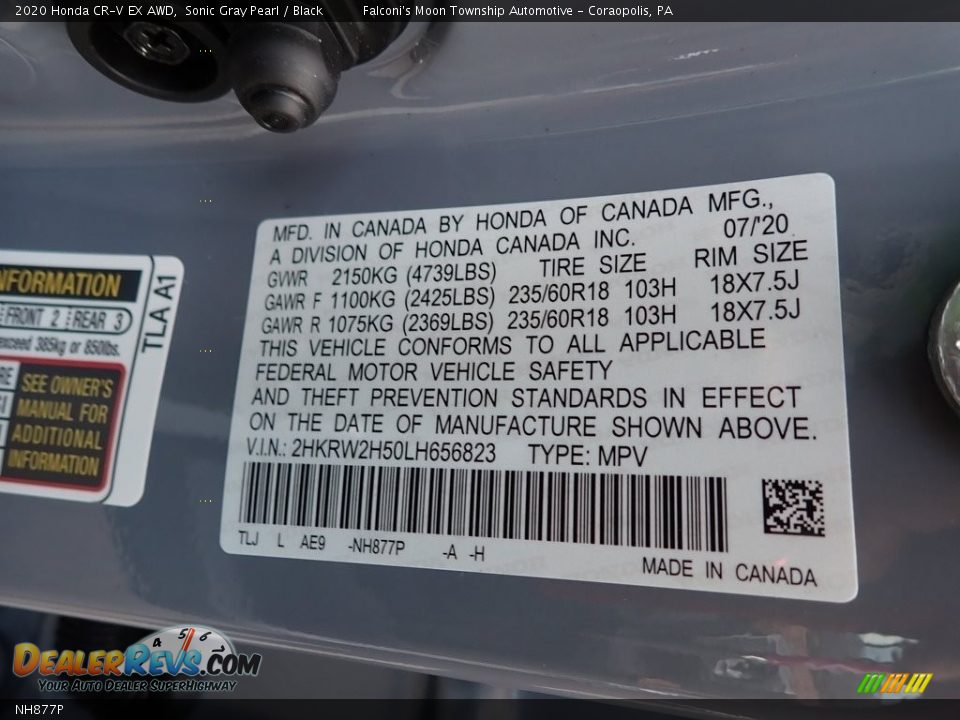 Honda Color Code NH877P Sonic Gray Pearl