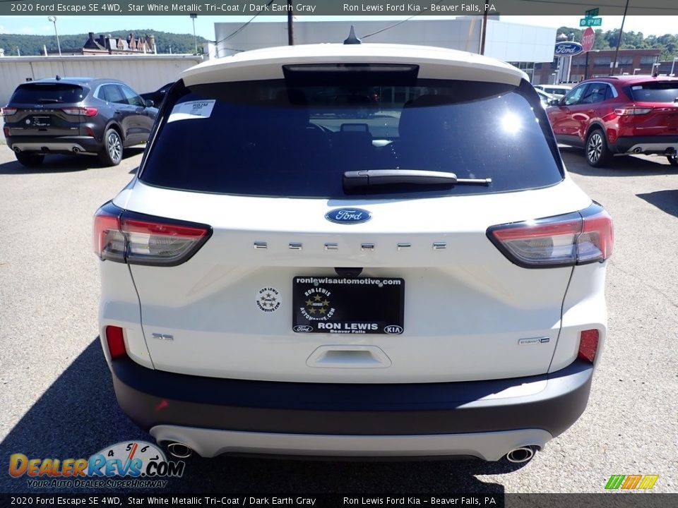 2020 Ford Escape SE 4WD Star White Metallic Tri-Coat / Dark Earth Gray Photo #8