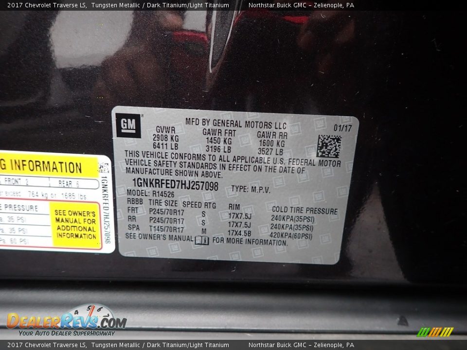 2017 Chevrolet Traverse LS Tungsten Metallic / Dark Titanium/Light Titanium Photo #15