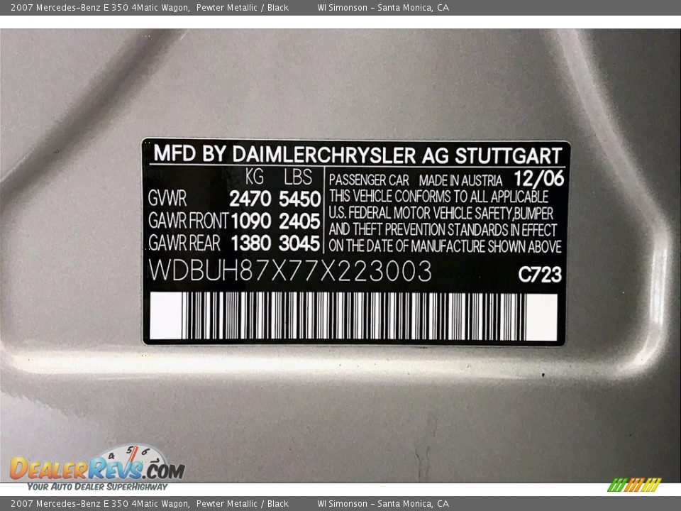 2007 Mercedes-Benz E 350 4Matic Wagon Pewter Metallic / Black Photo #23