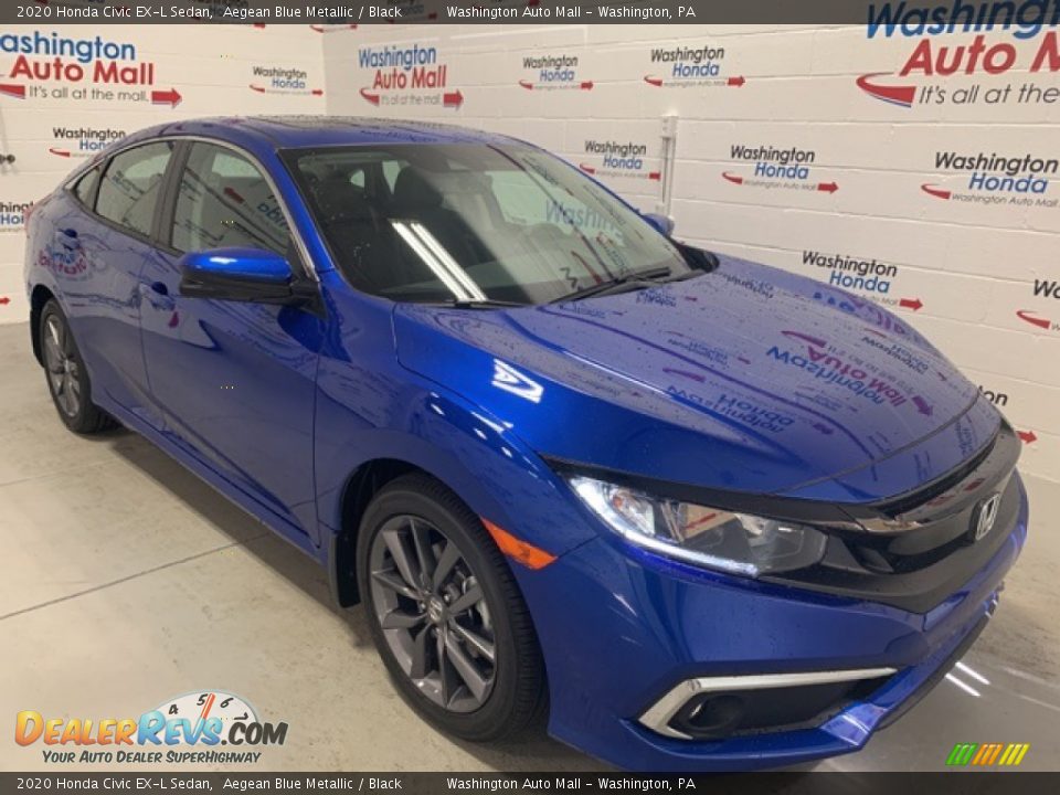 2020 Honda Civic EX-L Sedan Aegean Blue Metallic / Black Photo #2