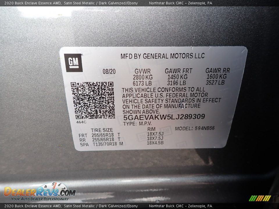 2020 Buick Enclave Essence AWD Satin Steel Metallic / Dark Galvinized/Ebony Photo #11