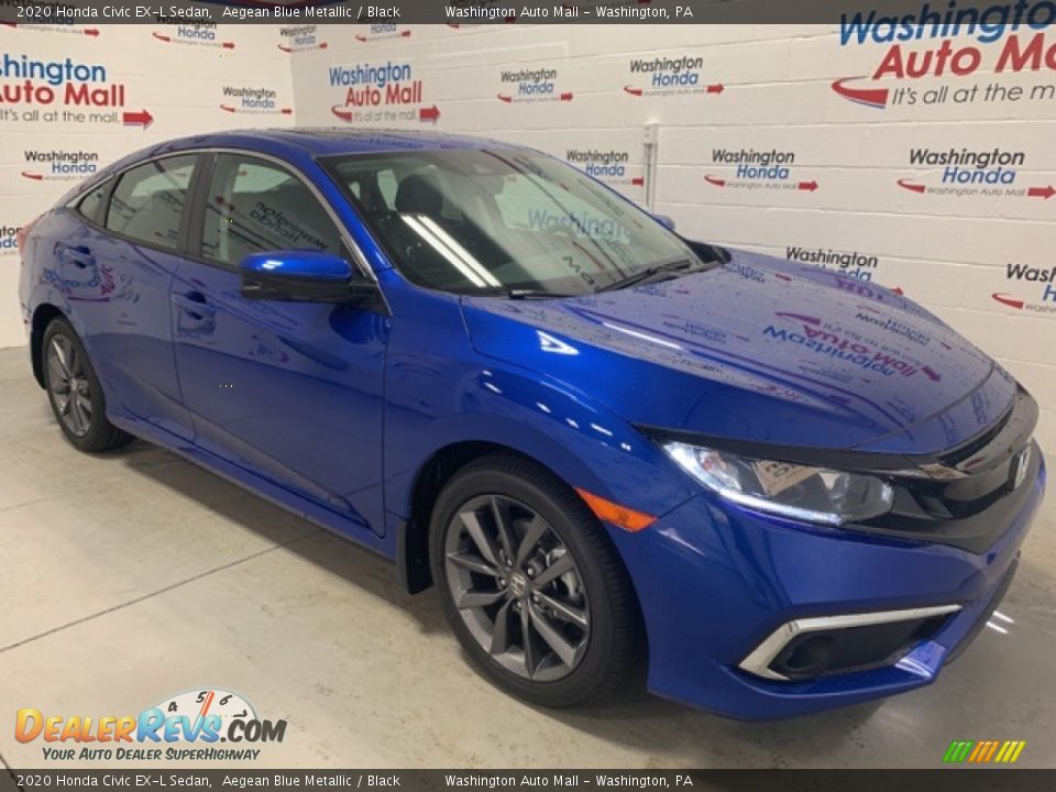 2020 Honda Civic EX-L Sedan Aegean Blue Metallic / Black Photo #33