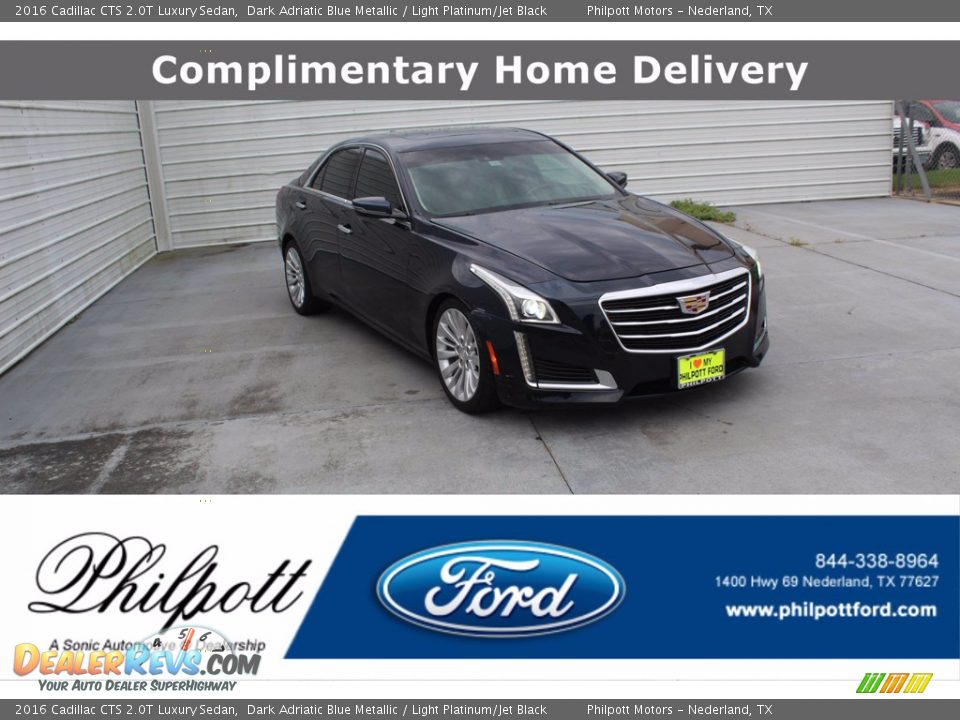 2016 Cadillac CTS 2.0T Luxury Sedan Dark Adriatic Blue Metallic / Light Platinum/Jet Black Photo #1