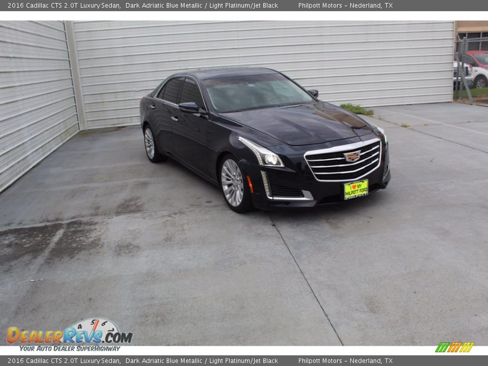 2016 Cadillac CTS 2.0T Luxury Sedan Dark Adriatic Blue Metallic / Light Platinum/Jet Black Photo #2