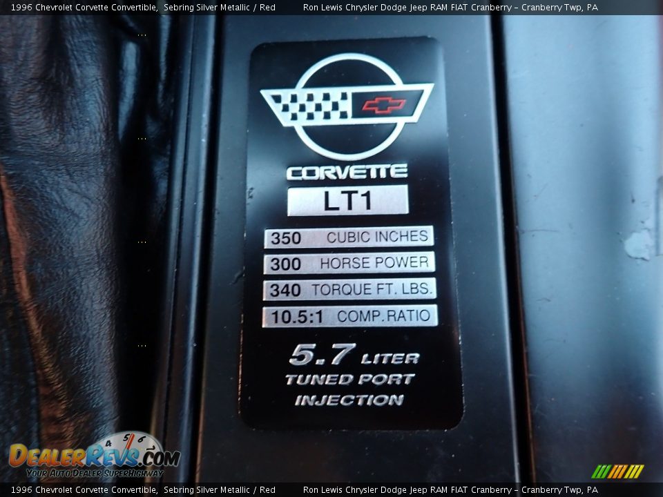 1996 Chevrolet Corvette Convertible Sebring Silver Metallic / Red Photo #18