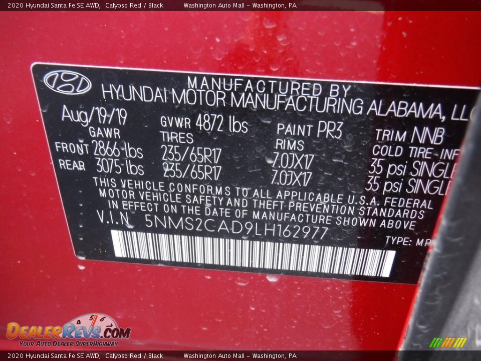 2020 Hyundai Santa Fe SE AWD Calypso Red / Black Photo #24