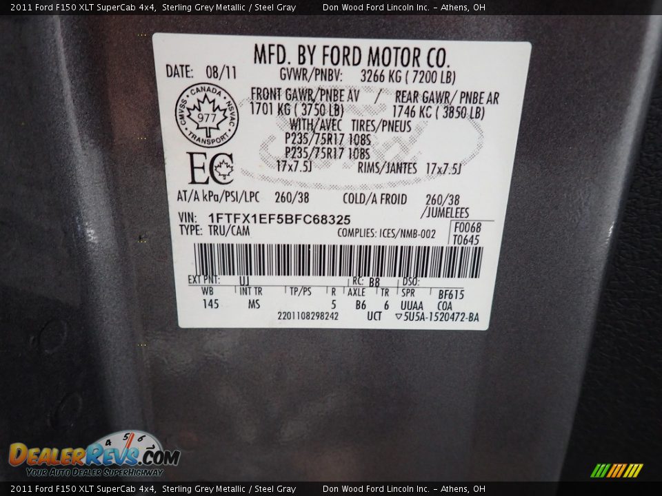 2011 Ford F150 XLT SuperCab 4x4 Sterling Grey Metallic / Steel Gray Photo #31