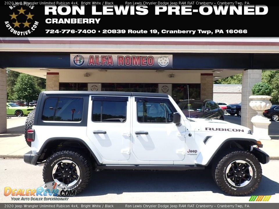 2020 Jeep Wrangler Unlimited Rubicon 4x4 Bright White / Black Photo #1