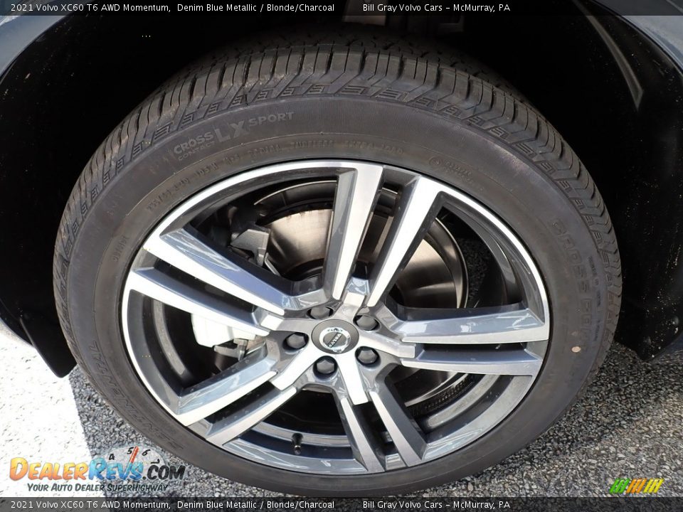 2021 Volvo XC60 T6 AWD Momentum Denim Blue Metallic / Blonde/Charcoal Photo #6