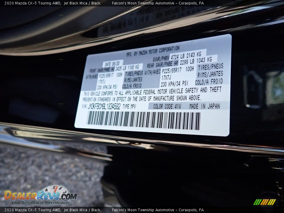 2020 Mazda CX-5 Touring AWD Jet Black Mica / Black Photo #11
