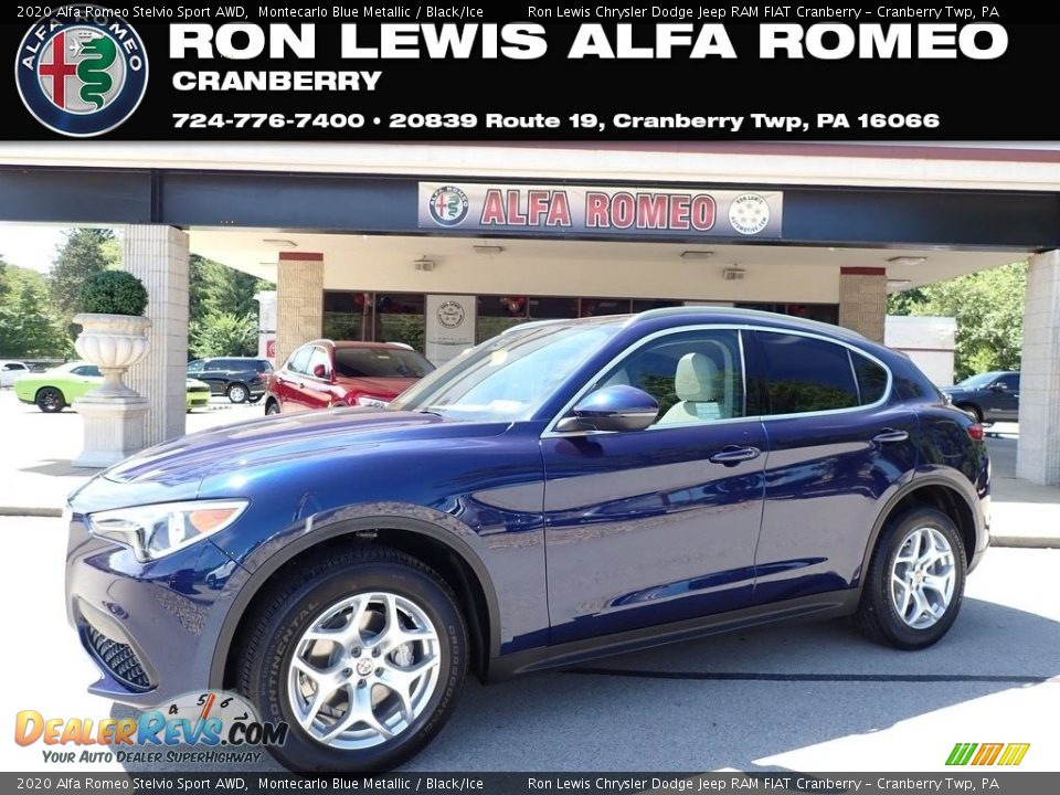 2020 Alfa Romeo Stelvio Sport AWD Montecarlo Blue Metallic / Black/Ice Photo #1