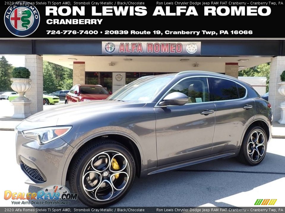 2020 Alfa Romeo Stelvio TI Sport AWD Stromboli Gray Metallic / Black/Chocolate Photo #1