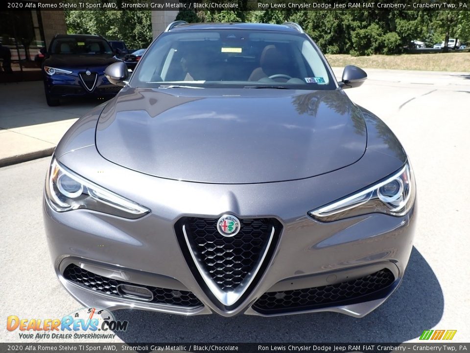 2020 Alfa Romeo Stelvio TI Sport AWD Stromboli Gray Metallic / Black/Chocolate Photo #2