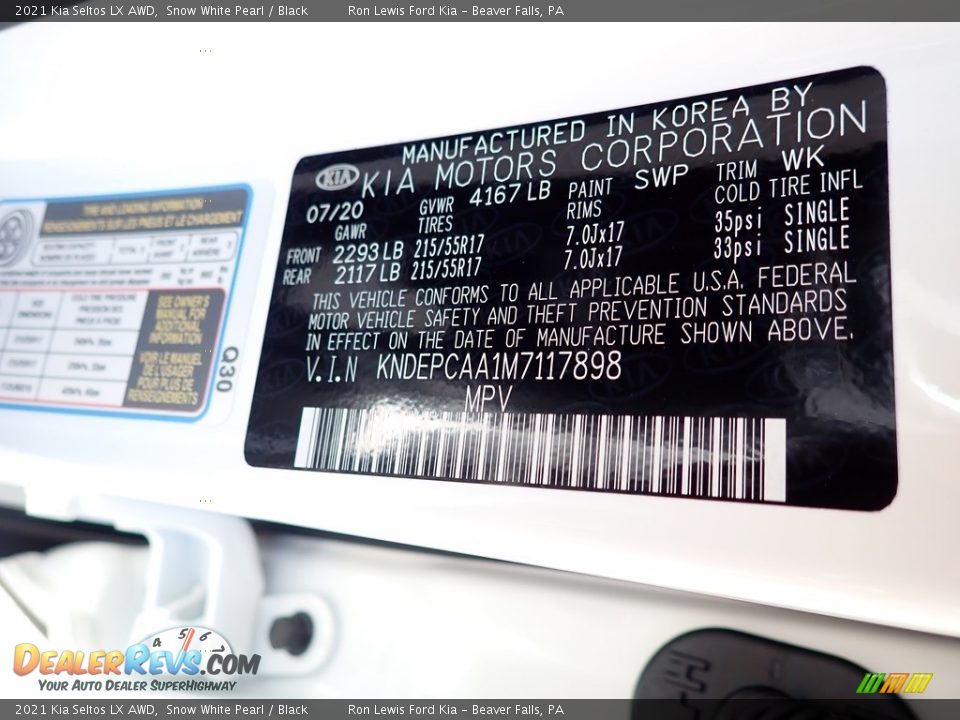 2021 Kia Seltos LX AWD Snow White Pearl / Black Photo #15