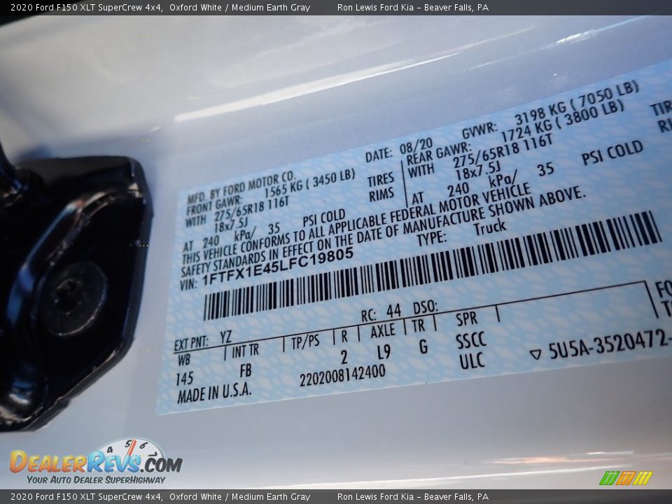 2020 Ford F150 XLT SuperCrew 4x4 Oxford White / Medium Earth Gray Photo #15