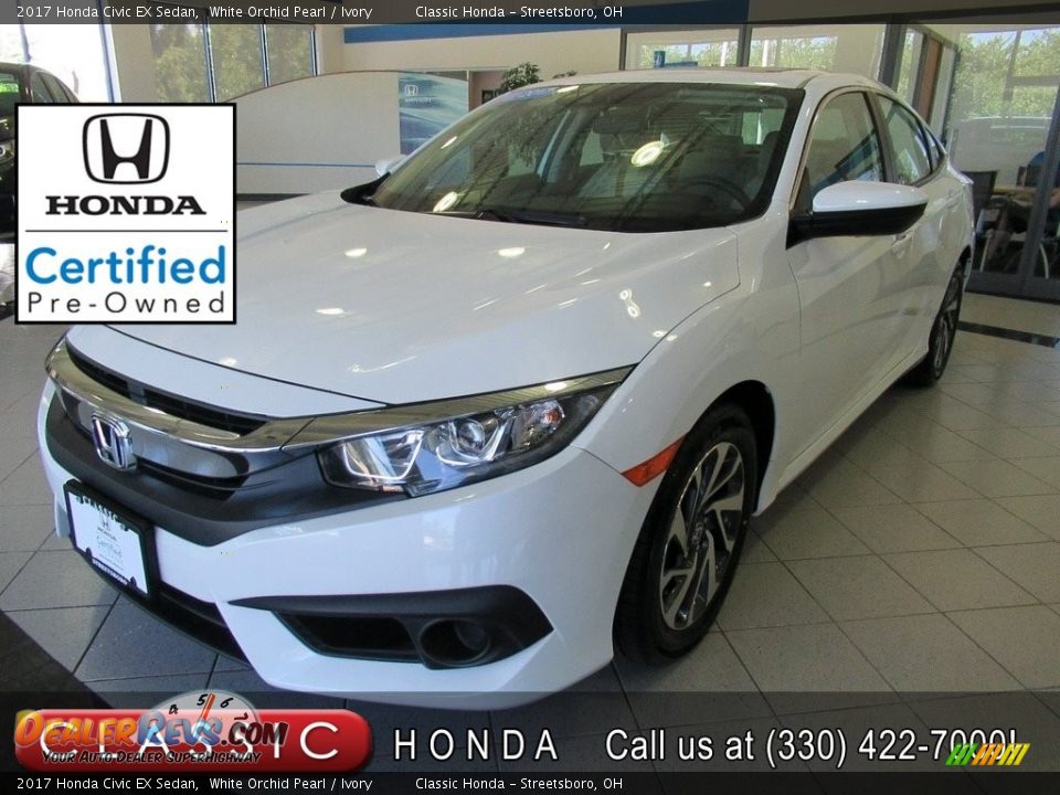 2017 Honda Civic EX Sedan White Orchid Pearl / Ivory Photo #1