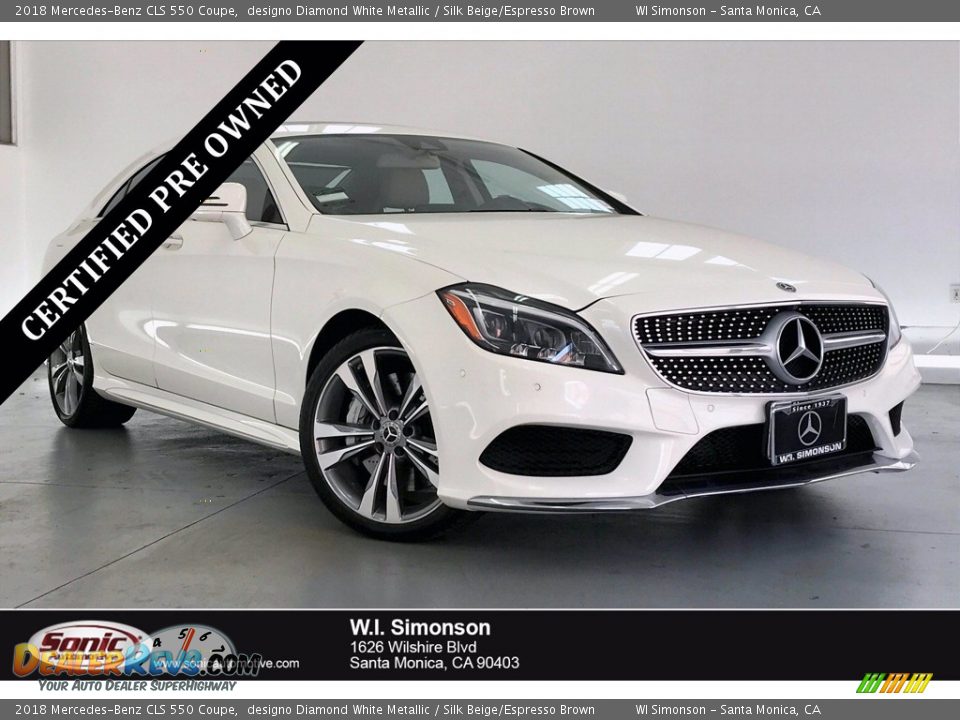 2018 Mercedes-Benz CLS 550 Coupe designo Diamond White Metallic / Silk Beige/Espresso Brown Photo #1