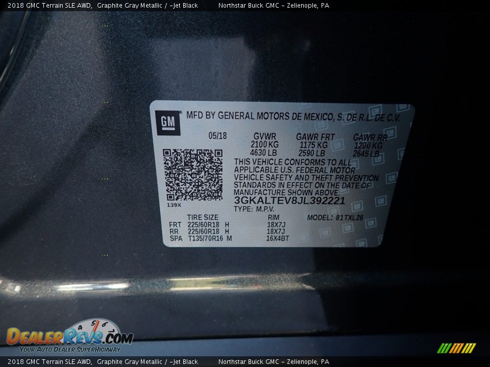 2018 GMC Terrain SLE AWD Graphite Gray Metallic / ­Jet Black Photo #15