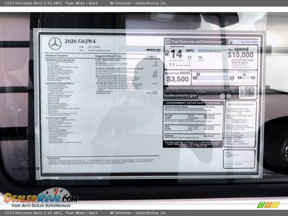 2020 Mercedes-Benz G 63 AMG Window Sticker Photo #10