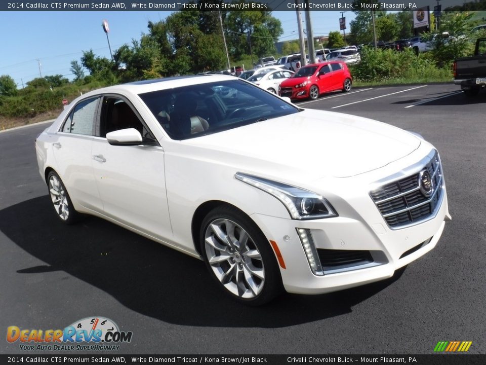 2014 Cadillac CTS Premium Sedan AWD White Diamond Tricoat / Kona Brown/Jet Black Photo #5