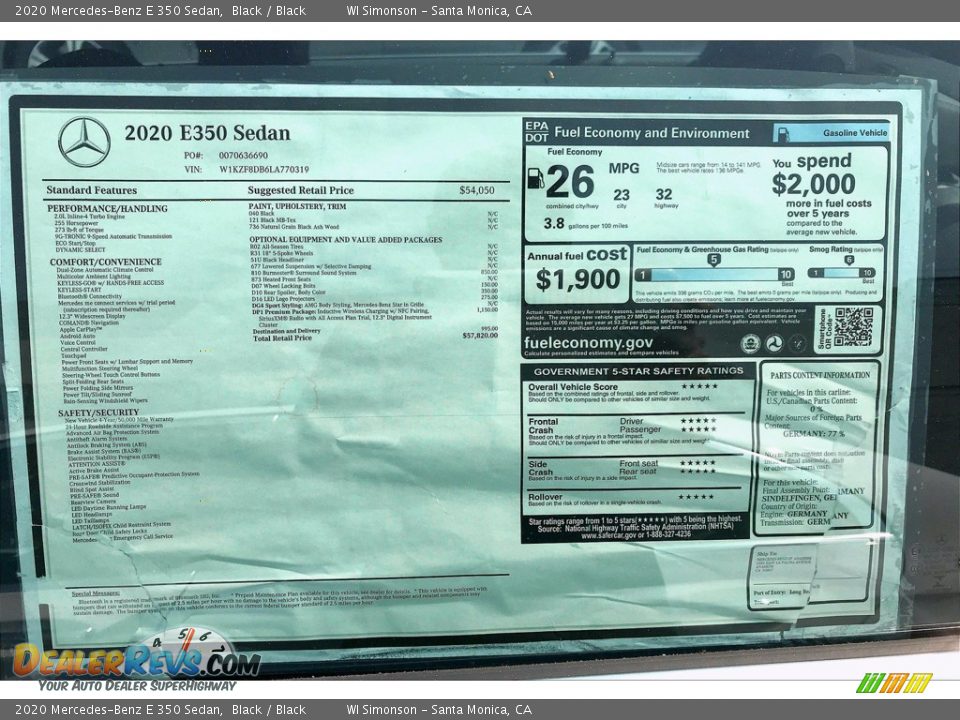 2020 Mercedes-Benz E 350 Sedan Black / Black Photo #11