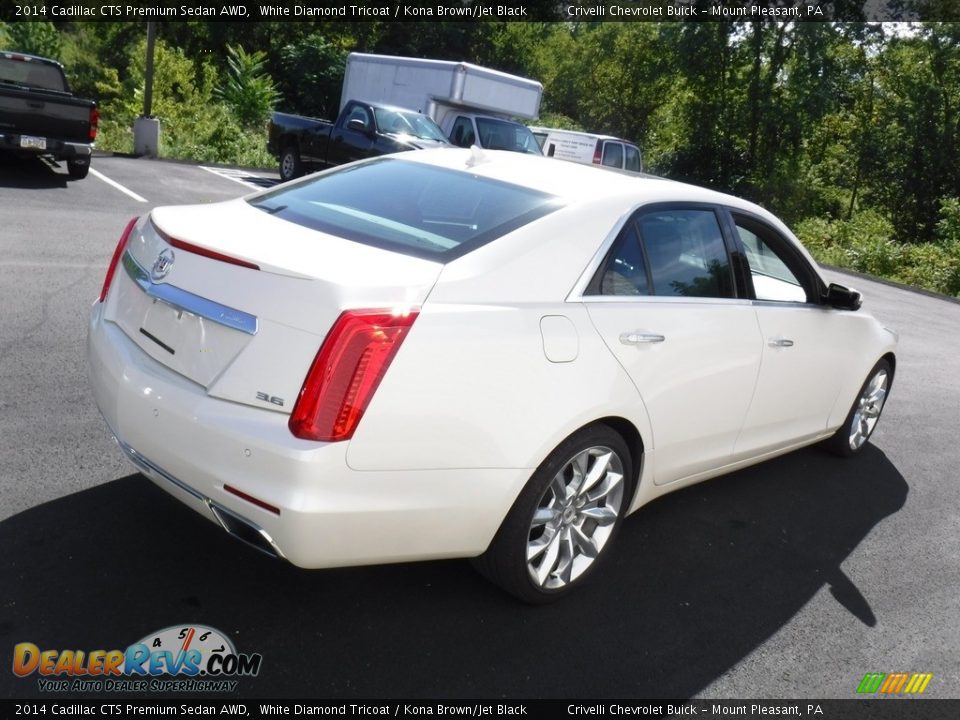 2014 Cadillac CTS Premium Sedan AWD White Diamond Tricoat / Kona Brown/Jet Black Photo #8