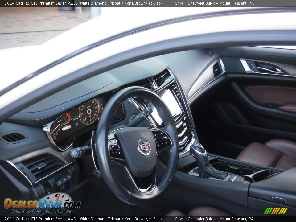 2014 Cadillac CTS Premium Sedan AWD White Diamond Tricoat / Kona Brown/Jet Black Photo #17