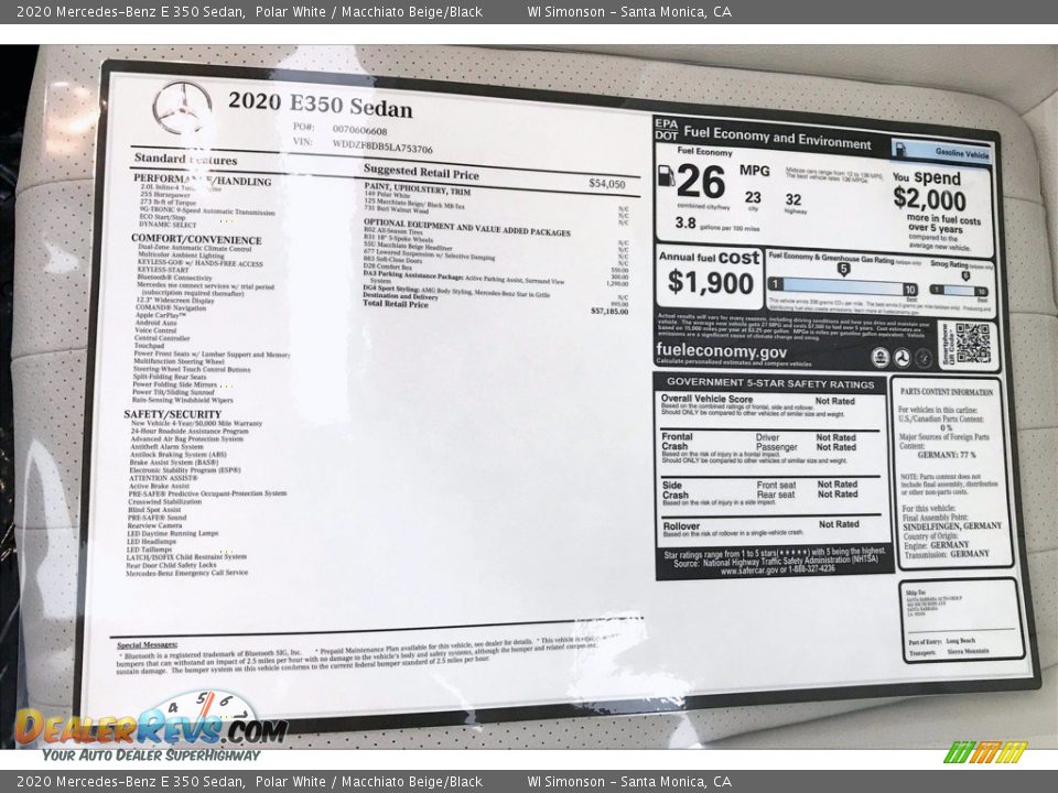 2020 Mercedes-Benz E 350 Sedan Polar White / Macchiato Beige/Black Photo #10