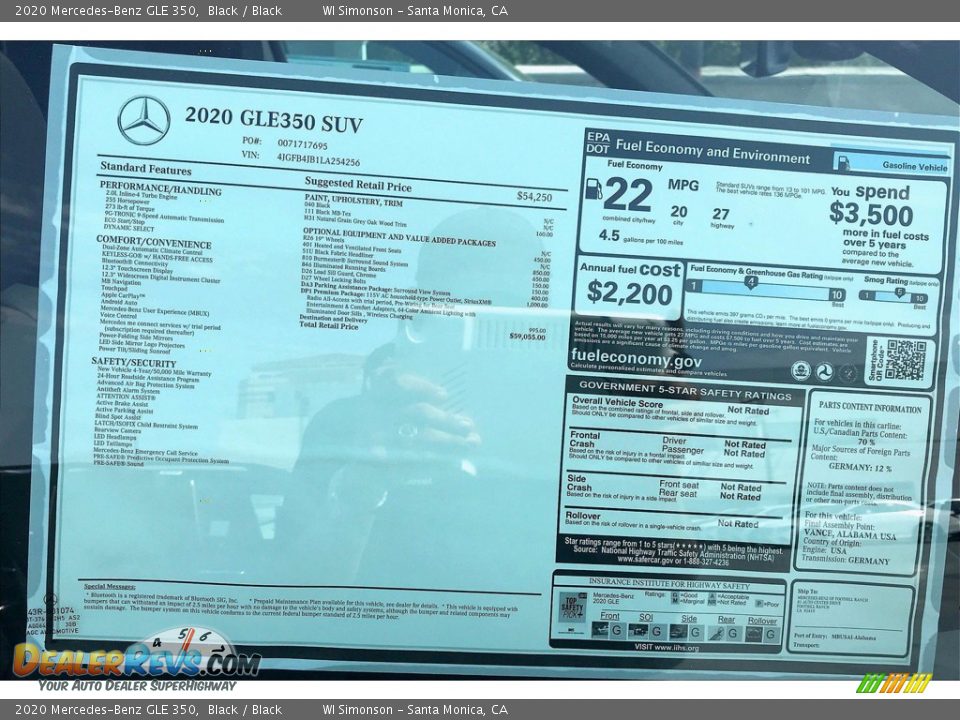 2020 Mercedes-Benz GLE 350 Black / Black Photo #11