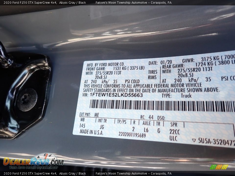 2020 Ford F150 STX SuperCrew 4x4 Abyss Gray / Black Photo #11
