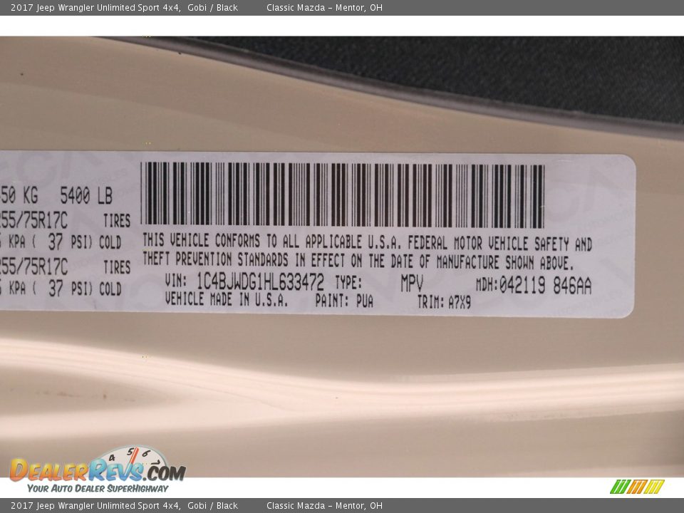 2017 Jeep Wrangler Unlimited Sport 4x4 Gobi / Black Photo #19