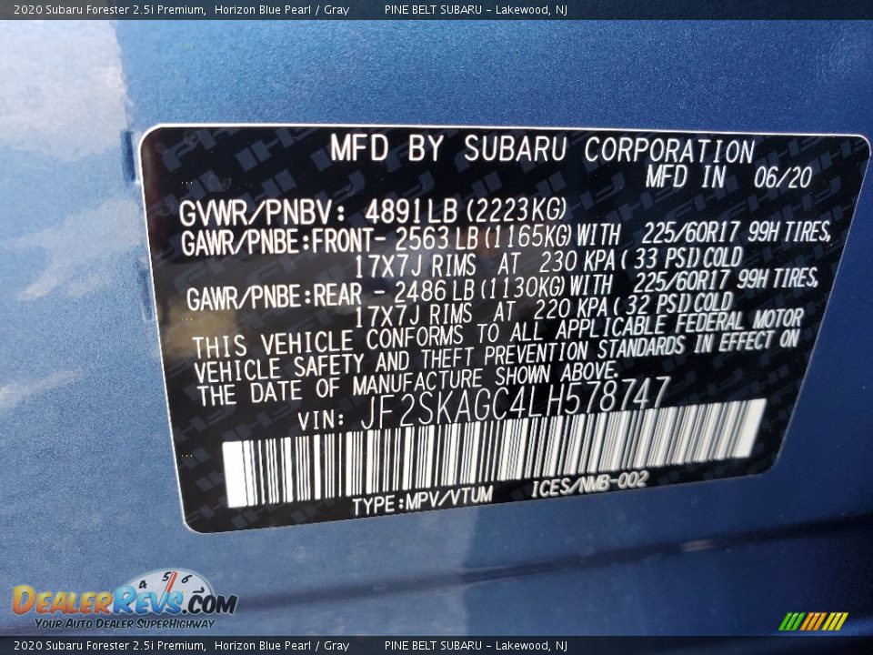 2020 Subaru Forester 2.5i Premium Horizon Blue Pearl / Gray Photo #14