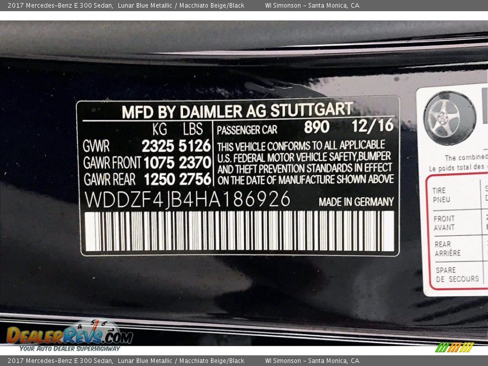 2017 Mercedes-Benz E 300 Sedan Lunar Blue Metallic / Macchiato Beige/Black Photo #22