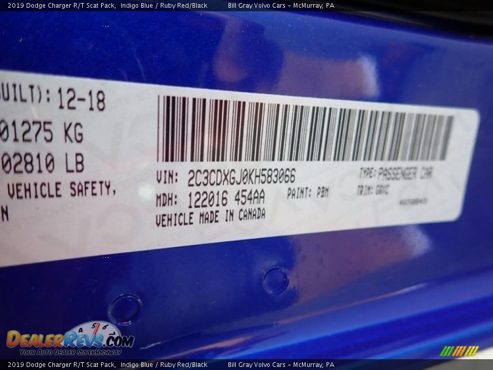 2019 Dodge Charger R/T Scat Pack Indigo Blue / Ruby Red/Black Photo #23