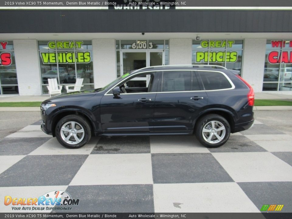 2019 Volvo XC90 T5 Momentum Denim Blue Metallic / Blonde Photo #1