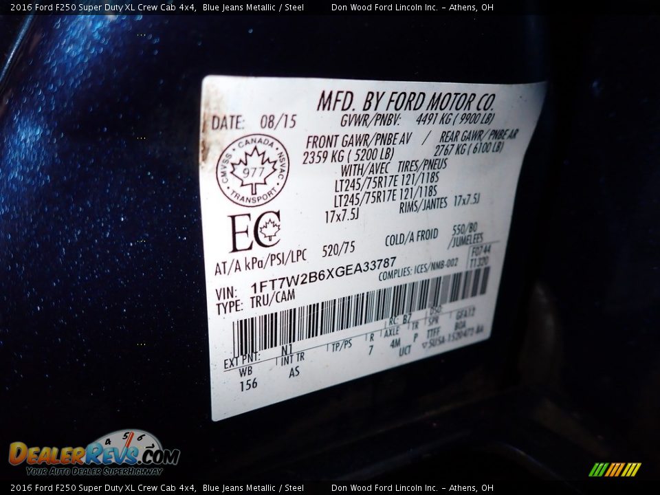 2016 Ford F250 Super Duty XL Crew Cab 4x4 Blue Jeans Metallic / Steel Photo #31