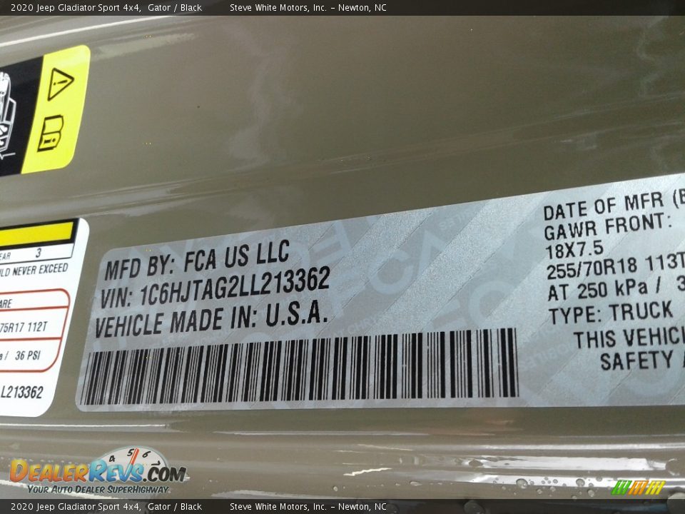 2020 Jeep Gladiator Sport 4x4 Gator / Black Photo #29