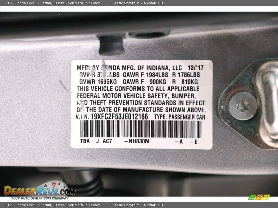 2018 Honda Civic LX Sedan Lunar Silver Metallic / Black Photo #18