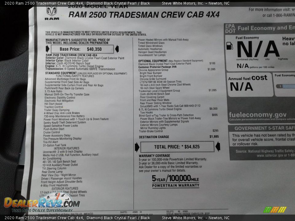 2020 Ram 2500 Tradesman Crew Cab 4x4 Diamond Black Crystal Pearl / Black Photo #26