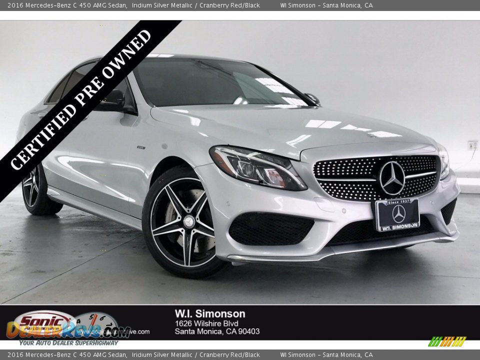 2016 Mercedes-Benz C 450 AMG Sedan Iridium Silver Metallic / Cranberry Red/Black Photo #1