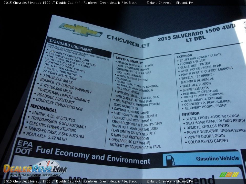 2015 Chevrolet Silverado 1500 LT Double Cab 4x4 Rainforest Green Metallic / Jet Black Photo #34