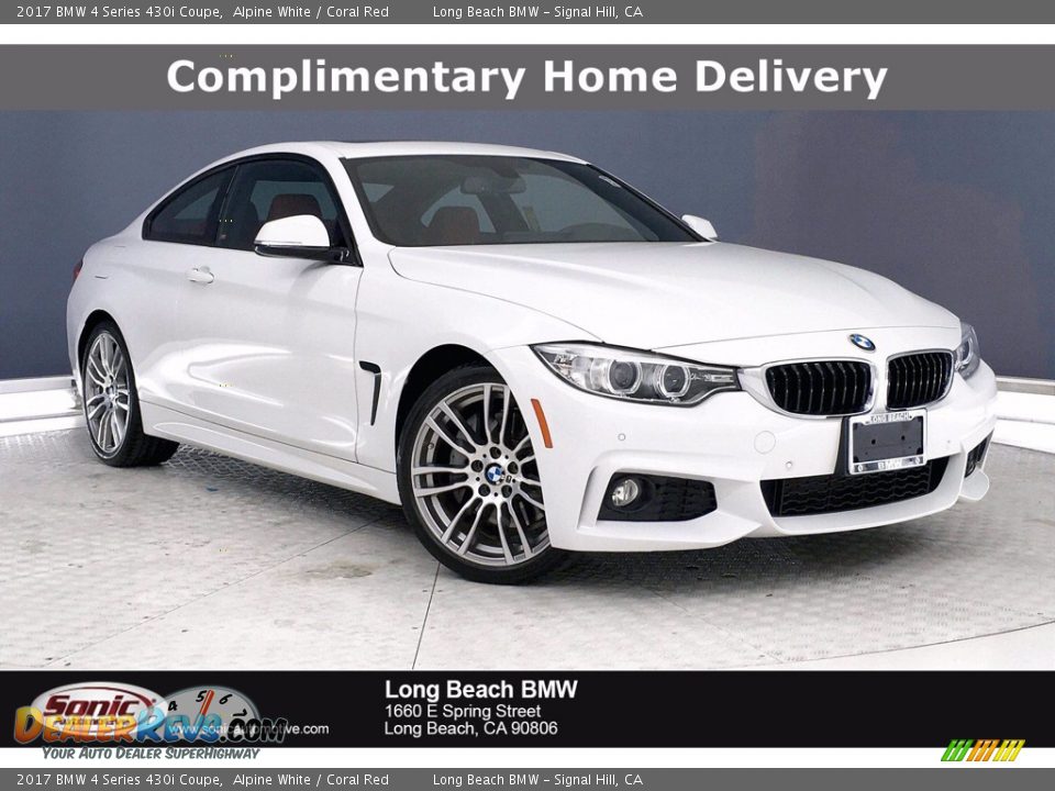2017 BMW 4 Series 430i Coupe Alpine White / Coral Red Photo #1