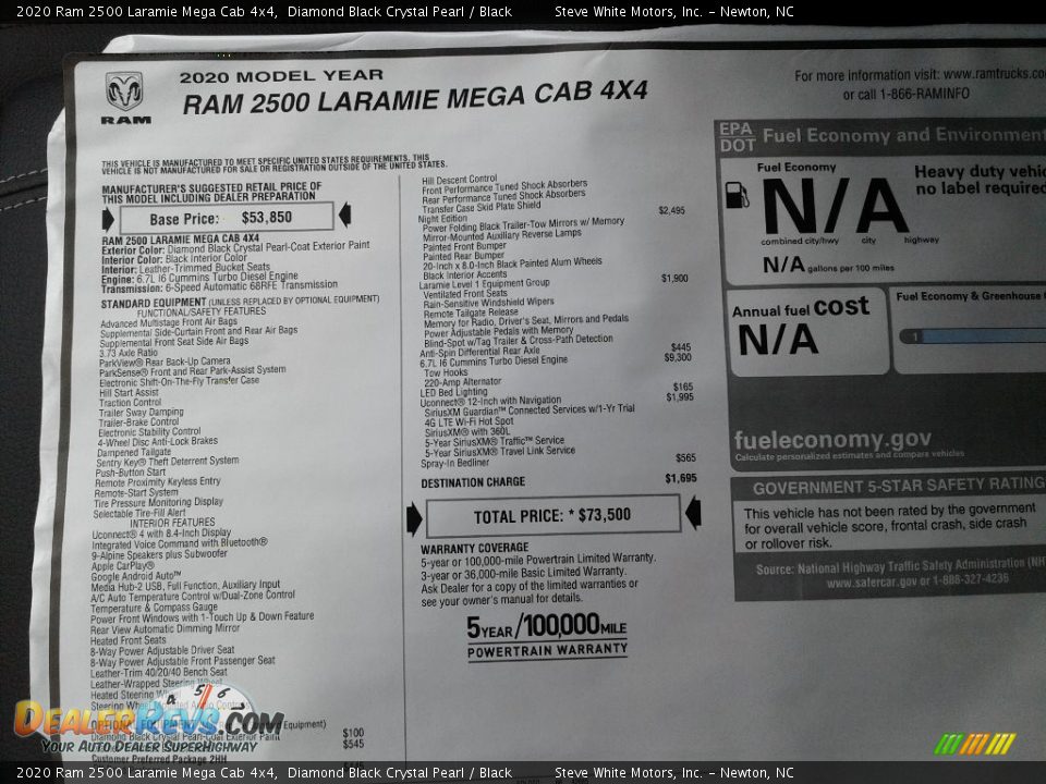 2020 Ram 2500 Laramie Mega Cab 4x4 Diamond Black Crystal Pearl / Black Photo #33