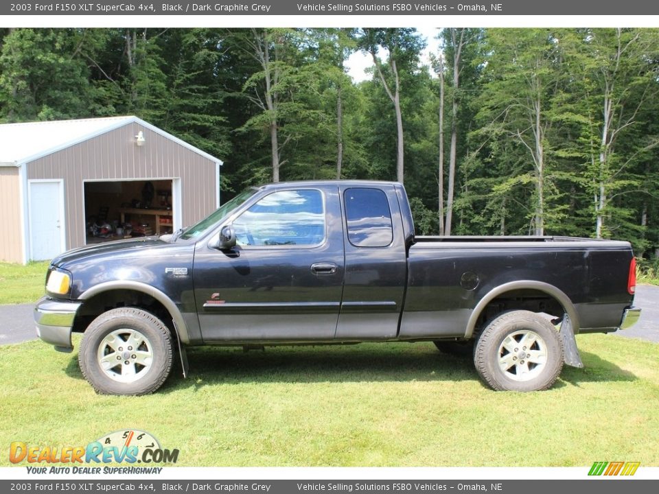 2003 Ford F150 XLT SuperCab 4x4 Black / Dark Graphite Grey Photo #7