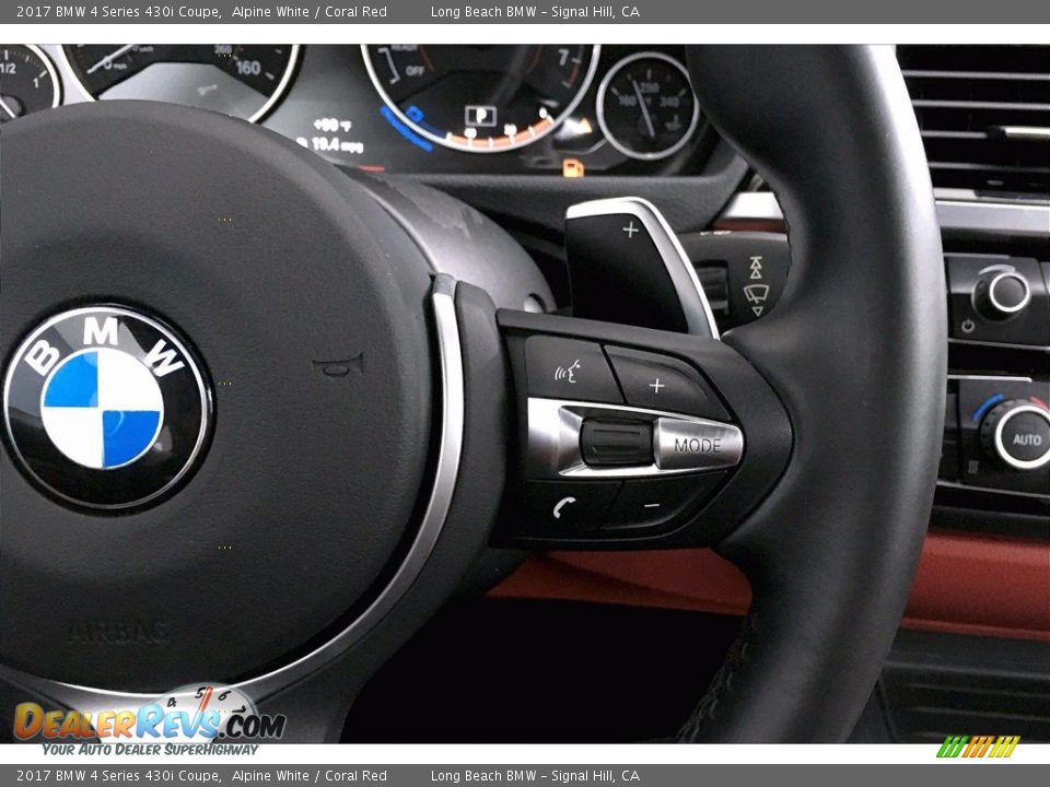 2017 BMW 4 Series 430i Coupe Alpine White / Coral Red Photo #19