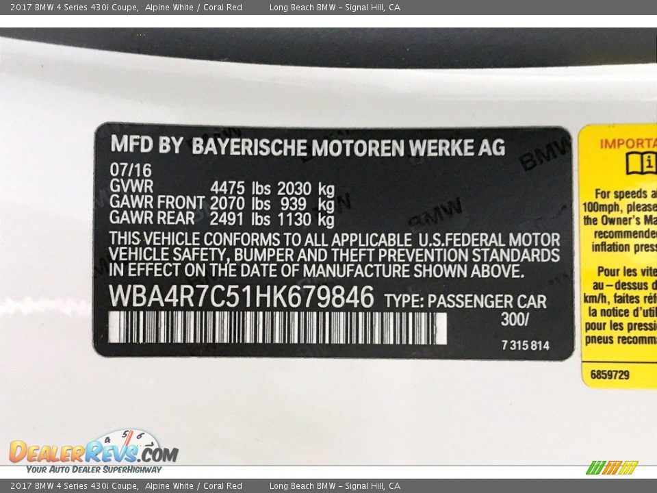 2017 BMW 4 Series 430i Coupe Alpine White / Coral Red Photo #35